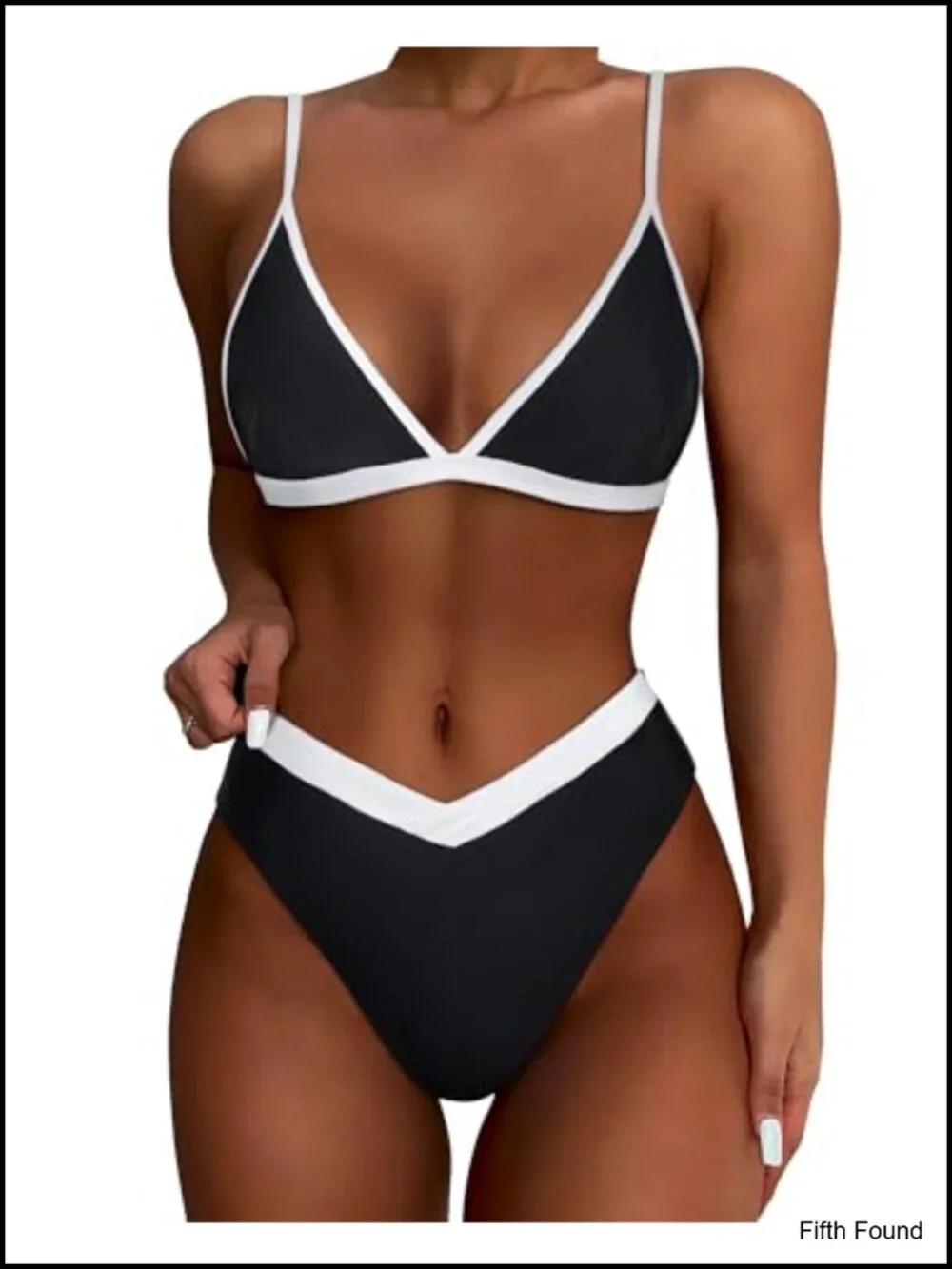 Triangle High Cut Bikini Set - High Waisted 2 Piece Swimsuit